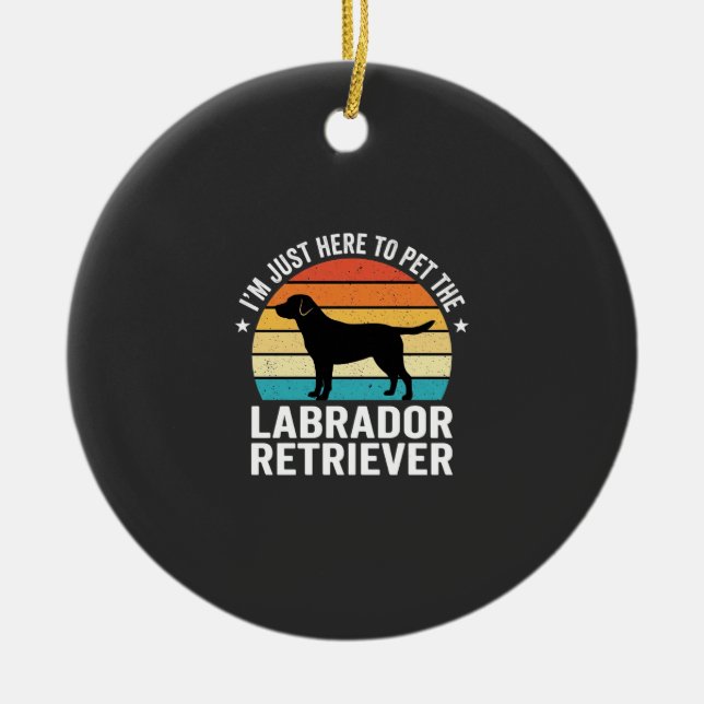 Labrador Retriever Retro Dog Petting Ceramic Tree Decoration (Front)