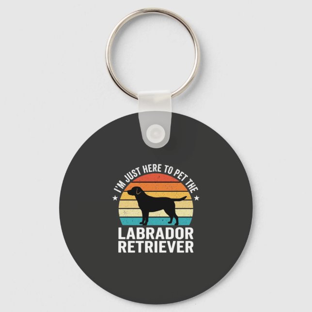 Labrador Retriever Retro Dog Petting Key Ring (Front)