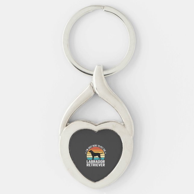 Labrador Retriever Retro Dog Petting Key Ring (Front)