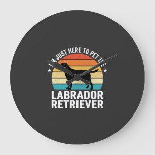 Labrador Retriever Retro Dog Petting Large Clock