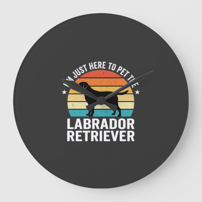 Labrador Retriever Retro Dog Petting Large Clock (Front)