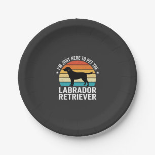 Labrador Retriever Retro Dog Petting Paper Plate