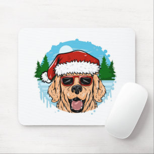 Labrador Retriever santa claus hat illustration Mouse Mat