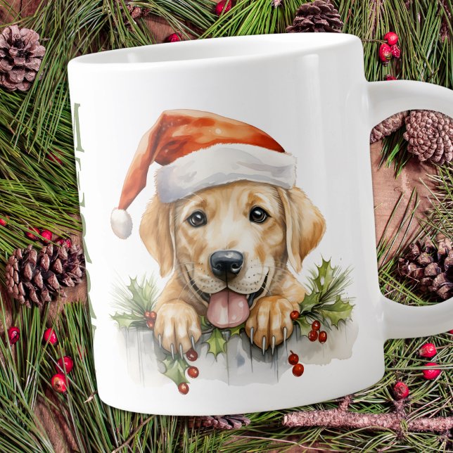 Labrador Retriever Santa Dog Christmas Puppy Large Coffee Mug (Creator Uploaded)