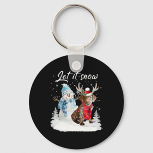 Labrador Retriever Santa Dog Christmas Snowman Xma Key Ring