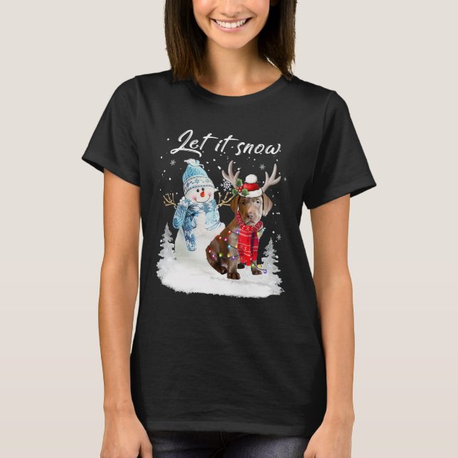 Labrador Retriever Santa Dog Christmas Snowman Xma T-Shirt (Front)