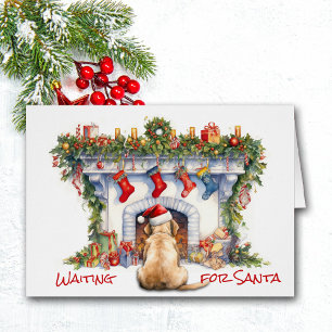 Labrador Retriever Santa Wait Christmas Fireplace