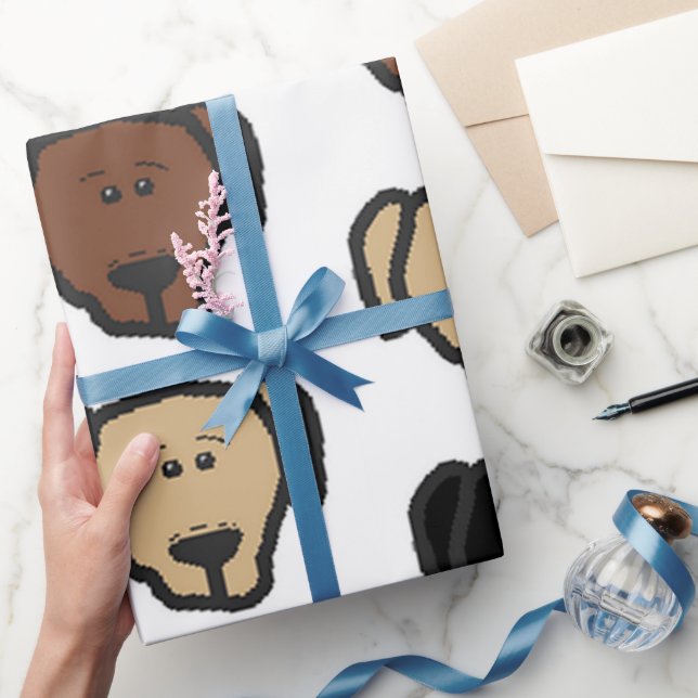 Labrador Retriever Self Cartoon Head all colours Wrapping Paper (Gifting)