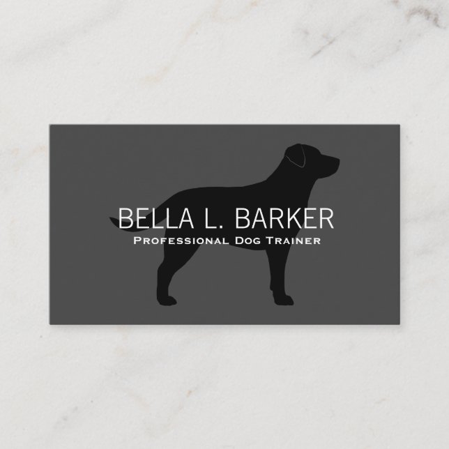 Labrador Retriever Silhouette Black Lab on Grey Business Card (Front)