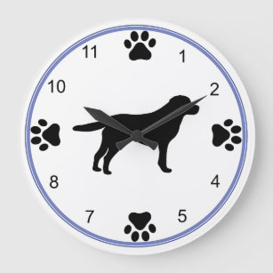 Labrador Retriever Silhouette Large Clock
