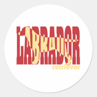 Labrador Retriever silhouette, yellow Classic Round Sticker