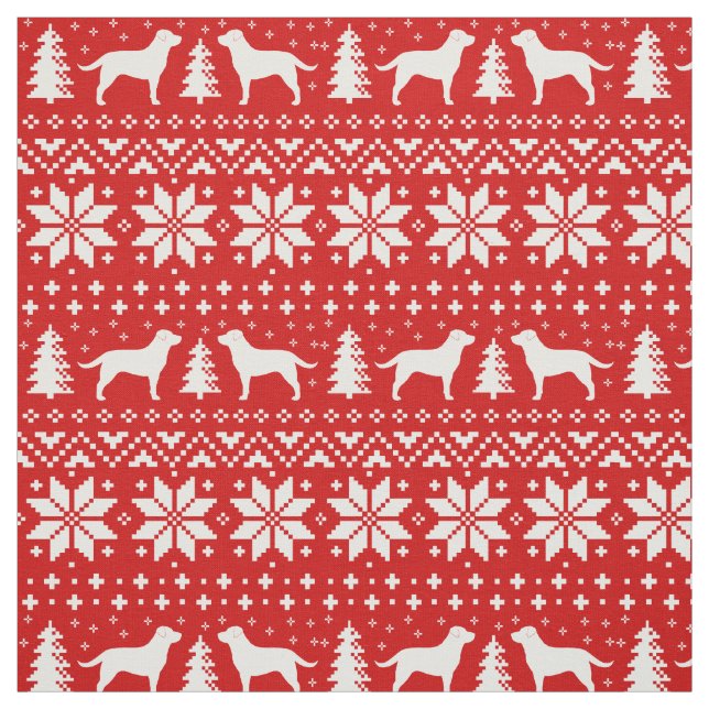 Labrador Retriever Silhouettes Christmas Holiday Fabric (Swatch)
