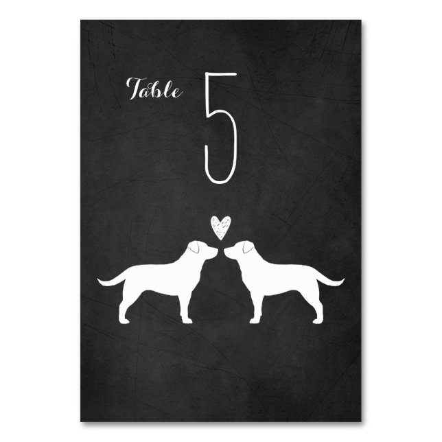 Labrador Retriever Silhouettes Wedding Table Card (Front)