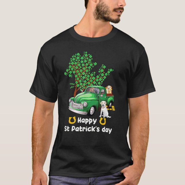 Labrador Retriever St Patricks Day Truck Shamrock  T-Shirt (Front)