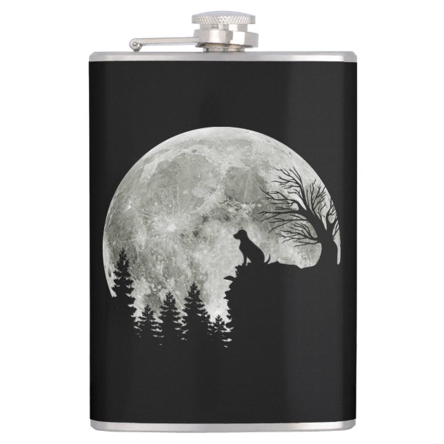 Labrador Retriever Stand On Mountain Halloween Hip Flask (Front)