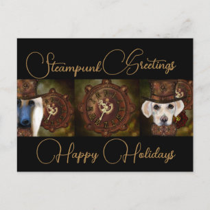 Labrador Retriever  Steampunk  Holiday Postcard