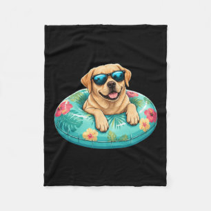 Labrador Retriever Summer Shirt Cute Lab Dog Pool Fleece Blanket