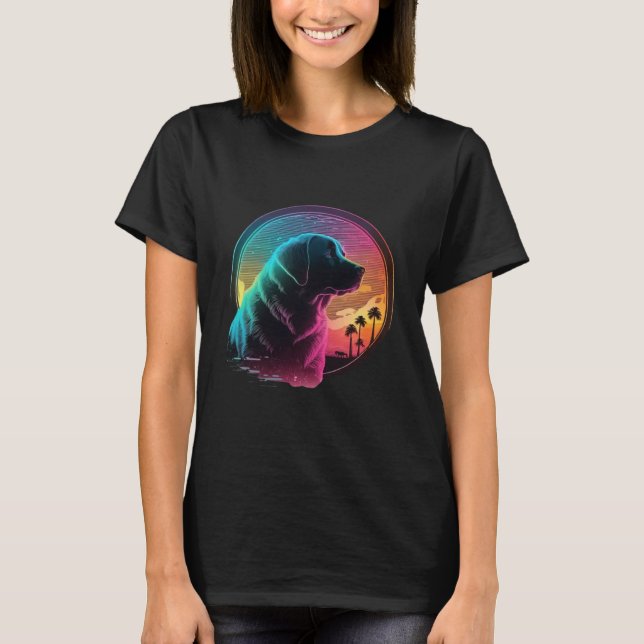 Labrador Retriever Synthwave 80s Retrowave Aesthet T-Shirt (Front)