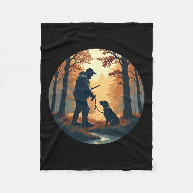 Labrador Retriever Tee Turkey Duck Hunting Forest  Fleece Blanket (Front)