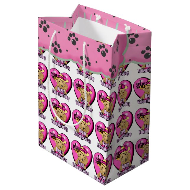 Labrador Retriever Valentine's Day Medium Gift Bag (Back Angled)