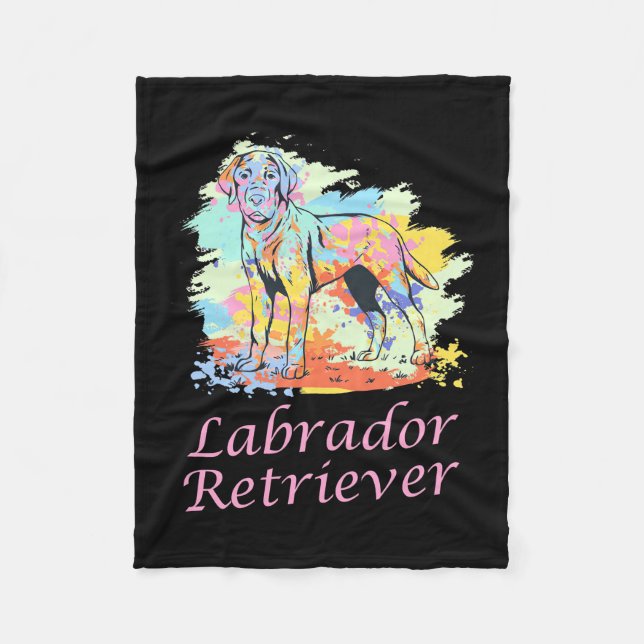 Labrador Retriever Watercolor Fleece Blanket (Front)