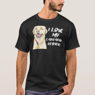 Labrador Retriever Wearing A Golden Medal I Love M T-Shirt