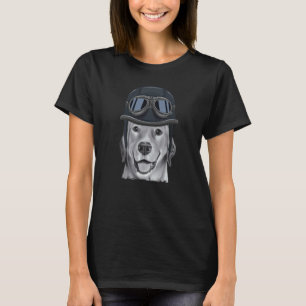 Labrador Retriever Wearing Vintage Motorcycle Helm T-Shirt