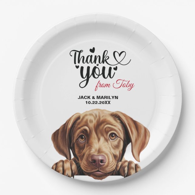 Labrador Retriever Wedding Thank You Paper Plate (Front)