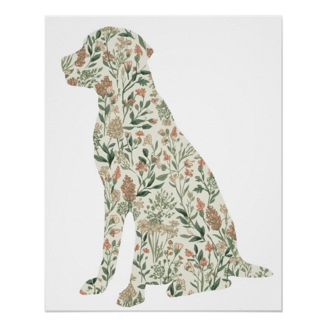 Labrador Retriever Wildflower Botanical Art Print (Front)