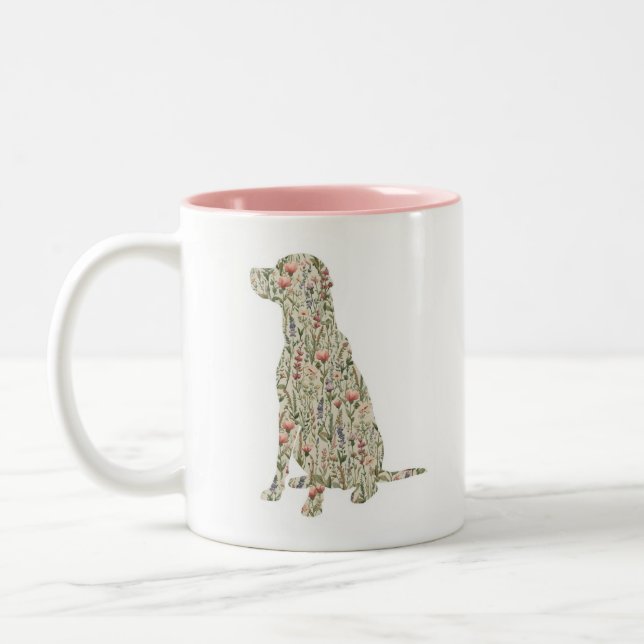Labrador Retriever Wildflower Silhouette Dog Mom Two-Tone Coffee Mug (Left)