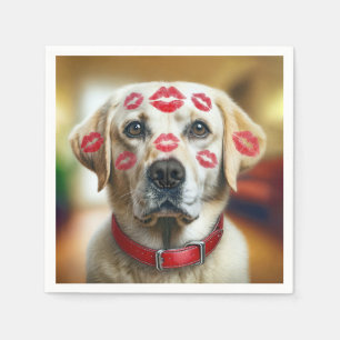 Labrador Retriever With Lipstick Kisses Napkin