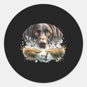 Labrador Retriever With Mallard Ducks Hunting Duck Classic Round Sticker