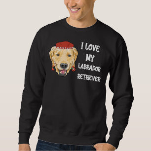 Labrador Retriever With Red Cap And Rings I Love M Sweatshirt