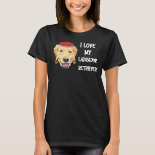 Labrador Retriever With Red Cap And Rings I Love M T-Shirt