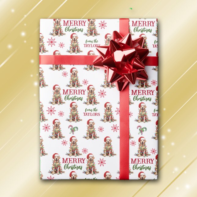 Labrador Retriever Wrapped in Lights Christmas Wrapping Paper (Creator Uploaded)