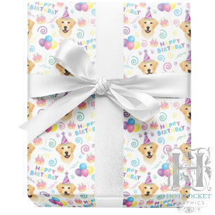Labrador Retriever Wrapping Paper in White