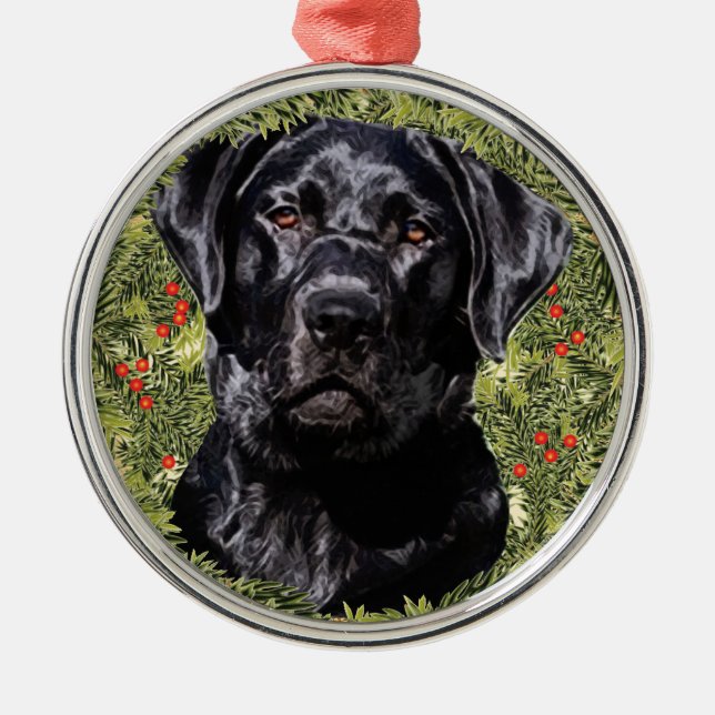 Labrador Retriever Wreath Metal Tree Decoration (Front)