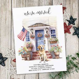 Labrador Retriever Yellow Dog Patriotic Pet Moving Announcement Postcard