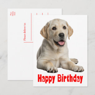Labrador Retriever Yellow Lab Puppy Dog Birthday Postcard
