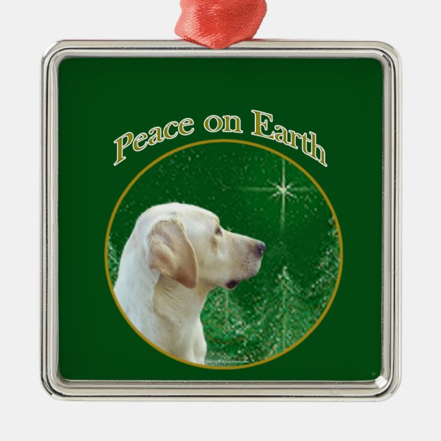 Labrador Retriever (yellow) Peace Metal Tree Decoration (Front)