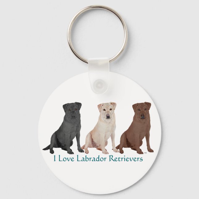 Labrador Retrievers - 3 Colours to Love Key Ring (Front)