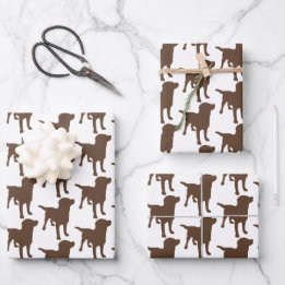 Labrador Retrievers Chocolate Dog Pattern Wrapping Paper Sheet