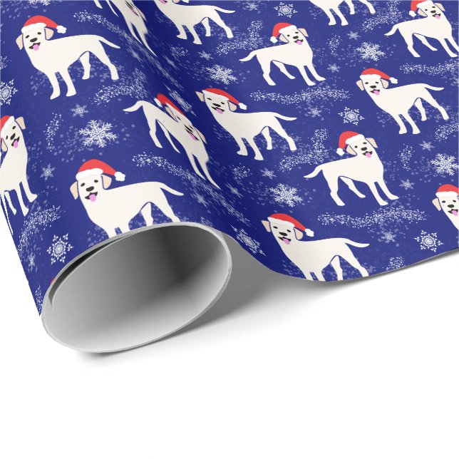 Labrador Retrievers in Christmas Hats Snowflakes Wrapping Paper (Roll Corner)