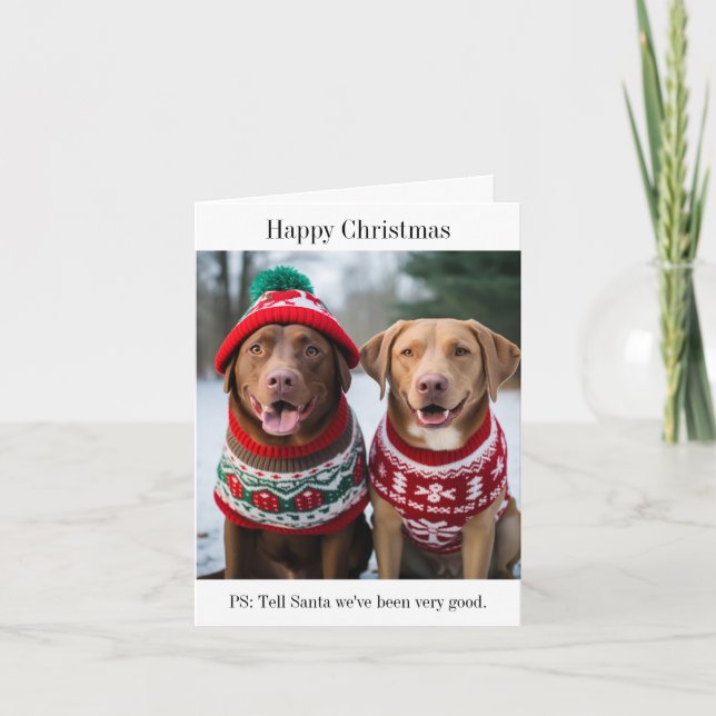 Labrador Retrievers in Christmas Jumpers Card (Front)