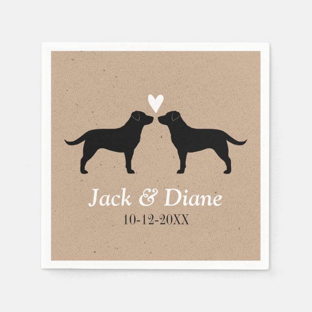 Labrador Retrievers Wedding Couple Personalised Napkin (Front)