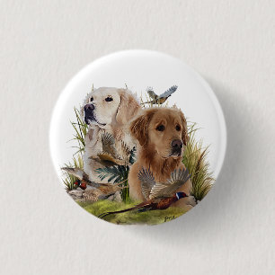 Labrador Retrievers with Pheasant ,Art  3 Cm Round Badge