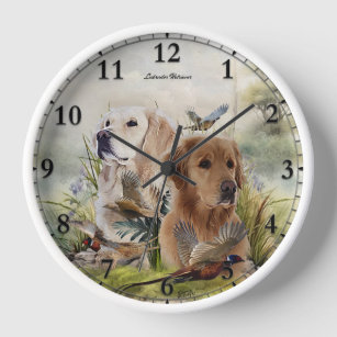 Labrador Retrievers with Pheasant ,Art  Clock