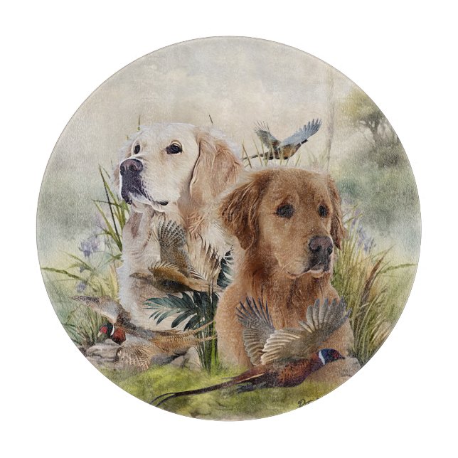 Labrador Retrievers with Pheasant ,Art  Cutting Board (Front)