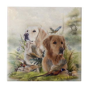 Labrador Retrievers with Pheasant ,Art  Tile
