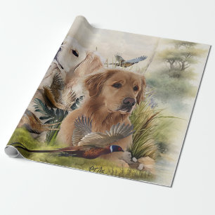 Labrador Retrievers with Pheasant ,Art  Wrapping Paper
